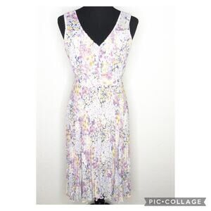 Plenty Dresses by Tracy Reese white blue yellow accordion pleat midi dress 4